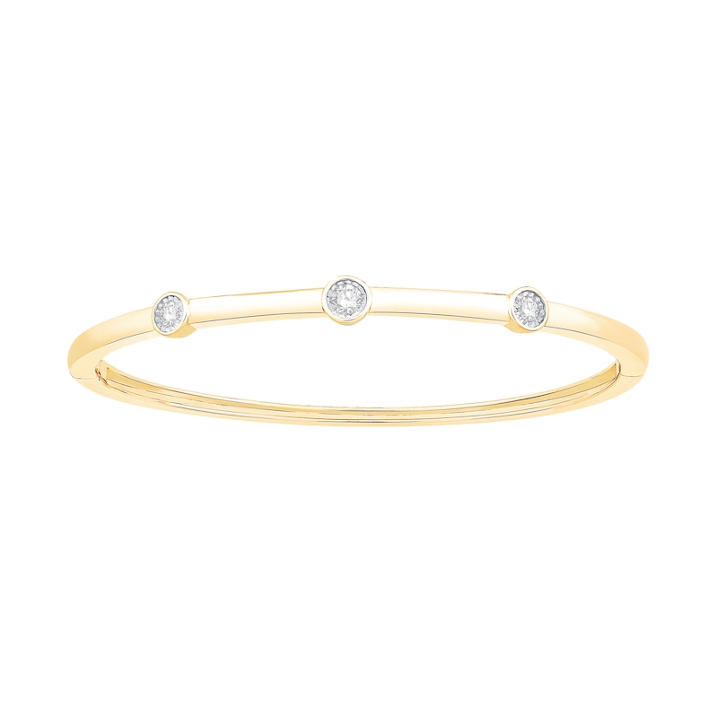 Main Image 1 of 1/3 CT. T.W. Diamond Station Cuff Bangle Bracelet in 14K Gold