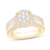 Thumbnail Image 1 of 1 CT. T.W. Multi-Diamond Frame Collar Triple Row Shank Engagement Ring in 14K Gold