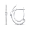 Thumbnail Image 1 of 1/2 CT. T.W. Baguette-Cut and Round Diamond Double Hoop Earrings in 10K White Gold