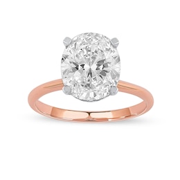 3 CT. Oval Certified Lab-Created Diamond Solitaire Engagement Ring in 14K Two-Tone Gold (F/VS2)