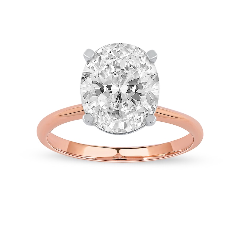 Main Image 1 of 3 CT. Oval Certified Lab-Created Diamond Solitaire Engagement Ring in 14K Two-Tone Gold (F/VS2)