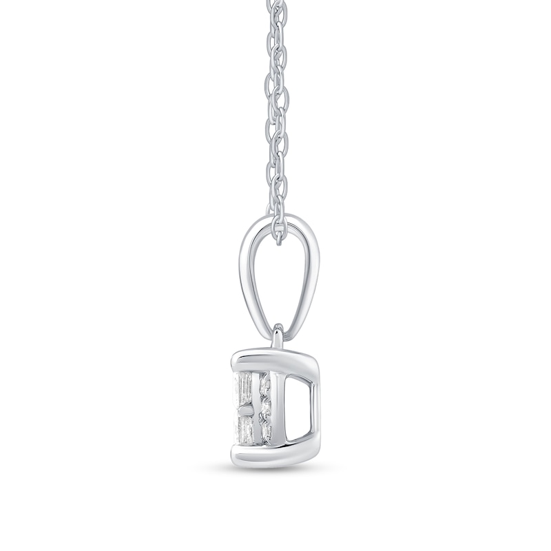 Main Image 2 of 1/2 CT. T.W. Quad Princess-Cut Diamond Frame Pendant in 10K White Gold - 19”