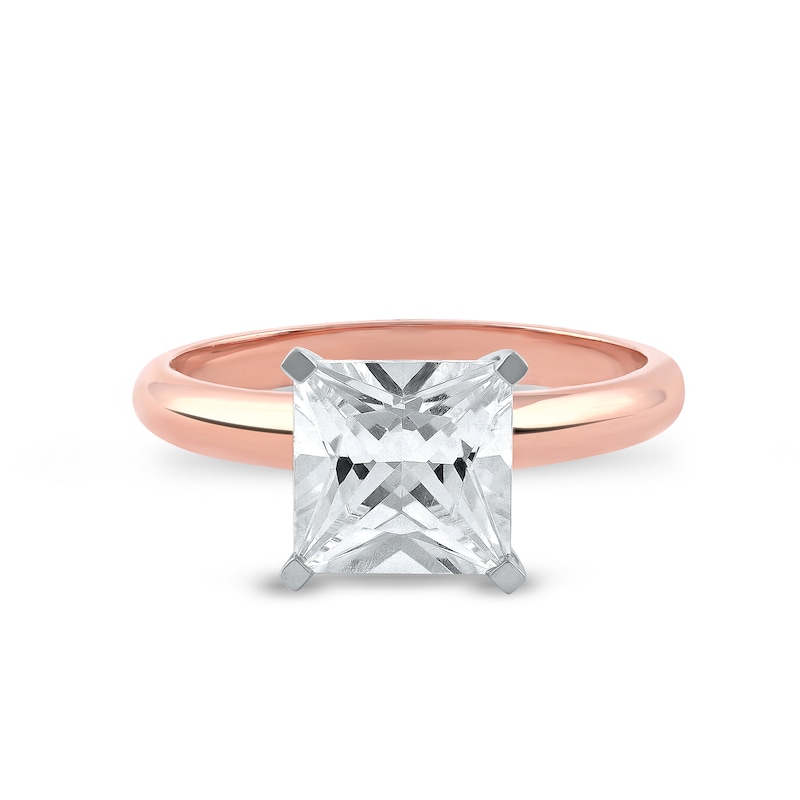 Main Image 3 of 3 CT. Princess-Cut Certified Lab-Created Diamond Solitaire Engagement Ring in 14K Two-Tone Gold (F/VS2)