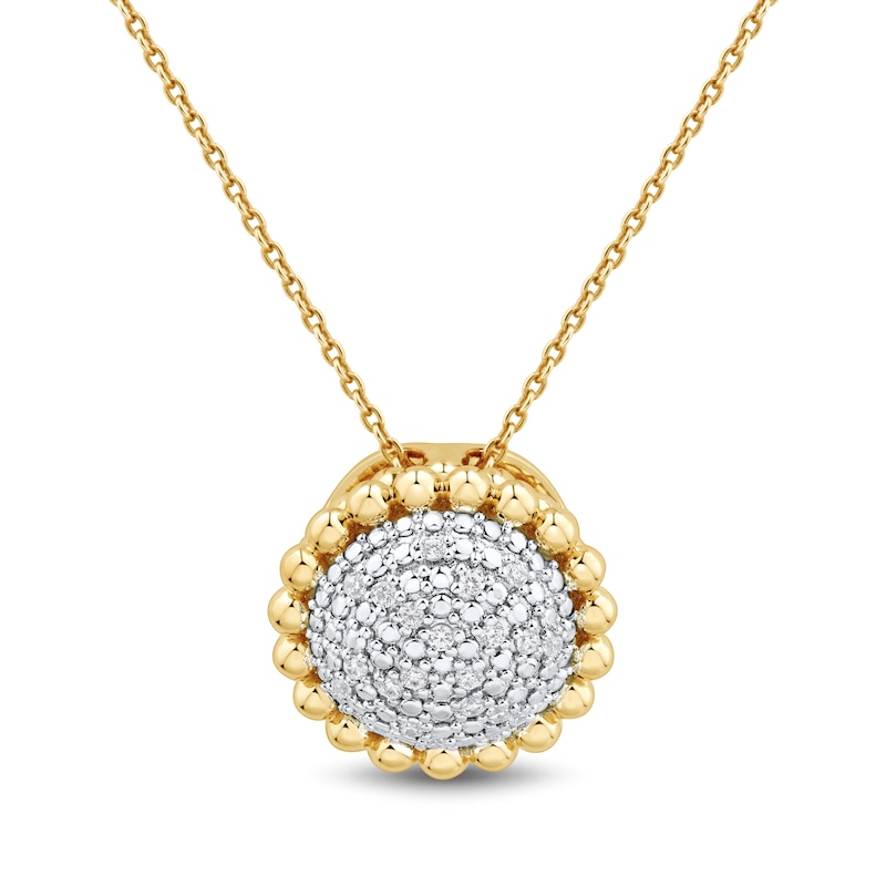 Main Image 1 of 1/10 CT. T.W. Multi-Diamond Beaded Frame Pendant in Sterling Silver with 14K Gold Plate