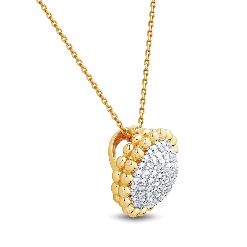 Main Image 2 of 1/10 CT. T.W. Multi-Diamond Beaded Frame Pendant in Sterling Silver with 14K Gold Plate