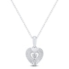 Thumbnail Image 1 of 1/20 CT. T.W. Diamond Sunburst Heart Pendant in Sterling Silver