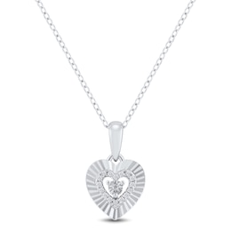 1/20 CT. T.W. Diamond Sunburst Heart Pendant in Sterling Silver