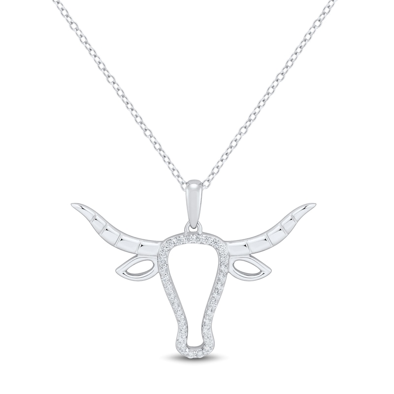 Main Image 1 of 1/10 CT. T.W. Diamond Longhorn Pendant in Sterling Silver