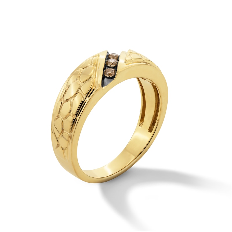 Main Image 2 of 1/8 CT. T.W. Diamond Three Stone Slant Nugget Anniversary Band in 10K Gold