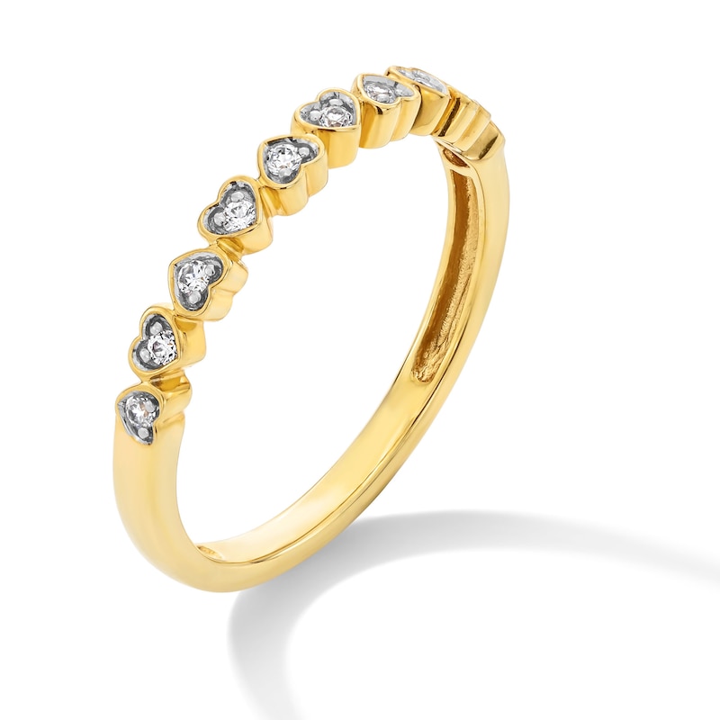 Main Image 3 of 1/10 CT. T.W. Diamond Alternating Hearts Band in 10K Gold