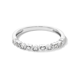 1/10 CT. T.W. Diamond Alternating Heart Stackable Anniversary Band in 10K White Gold