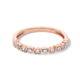 1/10 CT. T.W. Diamond Alternating Heart Stackable Anniversary Band in 10K Rose Gold