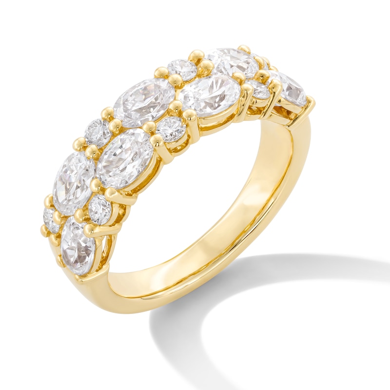 Main Image 3 of 2-1/2 CT. T.W. Oval and Round Certified Lab-Created Diamond Double Row Anniversary Band in 14K Gold (F/VS2)