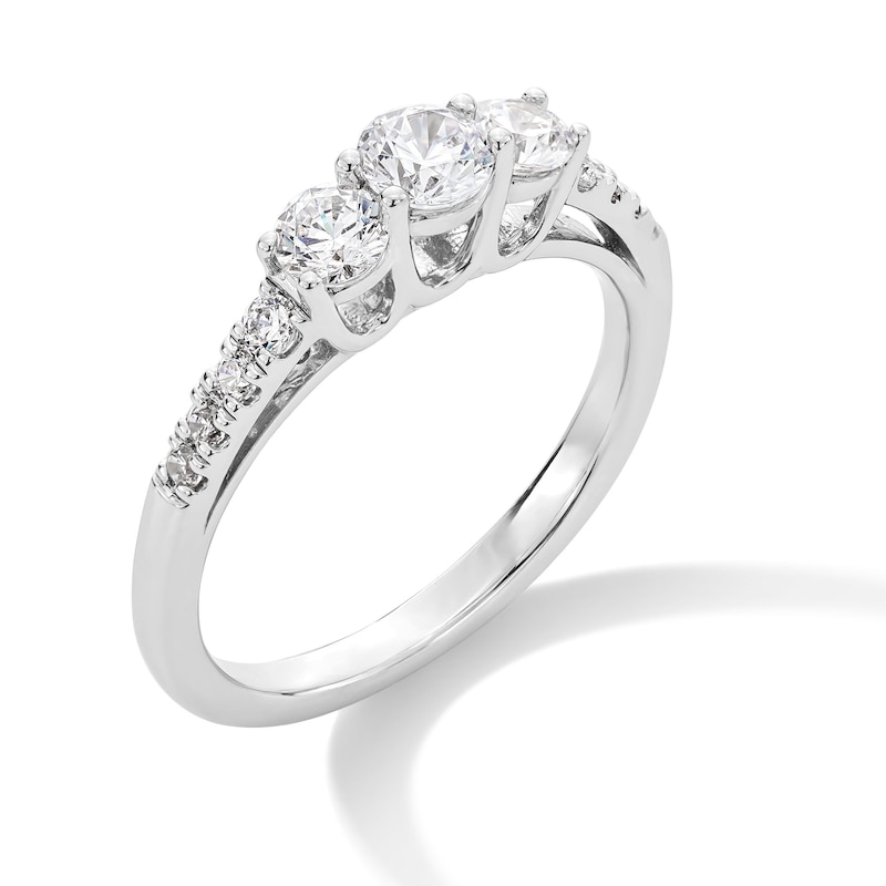 Main Image 3 of 3/4 CT. T.W. Diamond Past Present Future® Engagement Ring in 10K White Gold