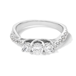 1 CT. T.W. Diamond Past Present Future® Crossover Shank Engagement Ring in 10K White Gold