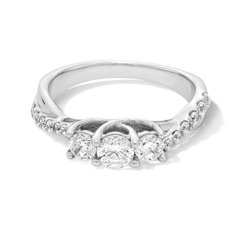 Main Image 1 of 1 CT. T.W. Diamond Past Present Future® Crossover Shank Engagement Ring in 10K White Gold