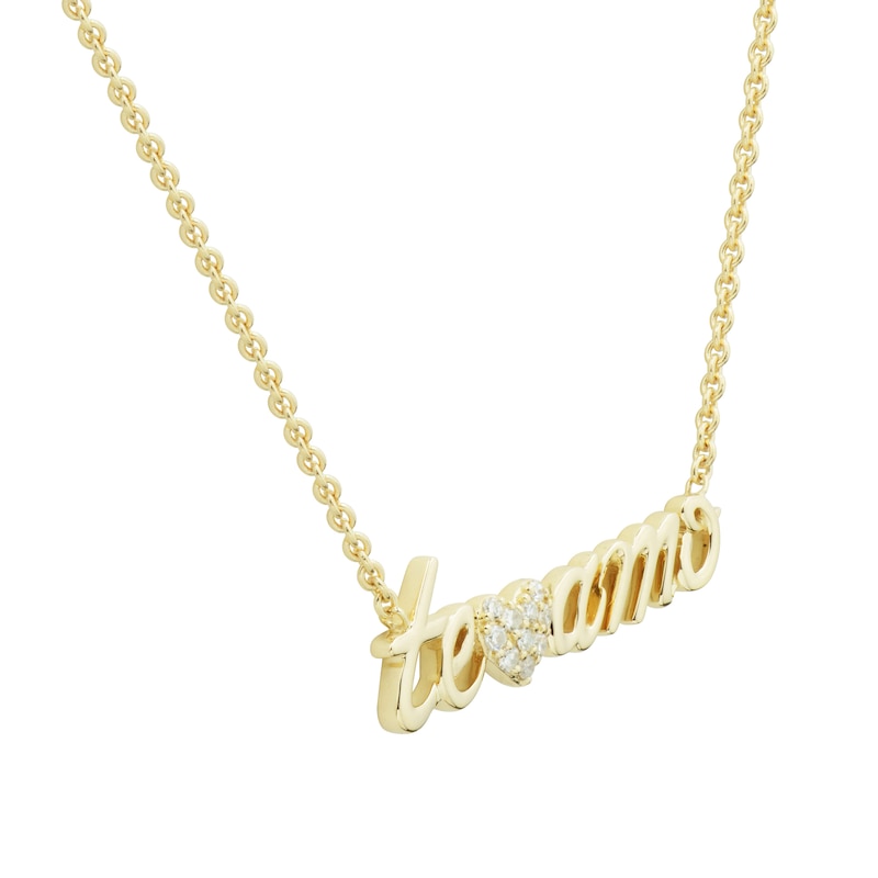 Main Image 2 of 1/10 CT. T.W. Heart-Shaped Multi-Diamond “Te Amo” Necklace in 10K Gold