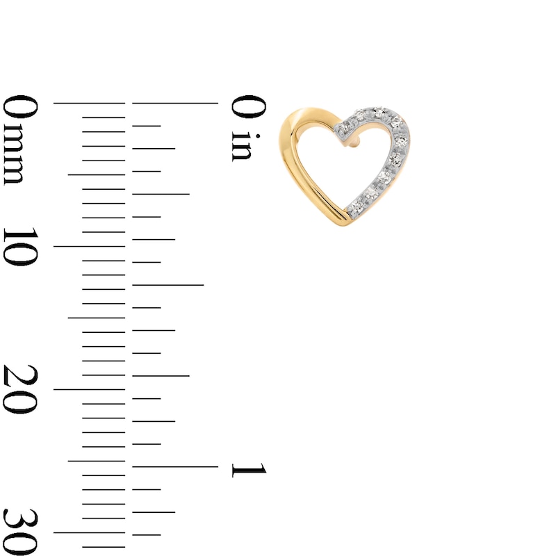 Main Image 3 of 1/20 CT. T.W. Diamond Open Heart Stud Earrings in Sterling Silver with 14K Gold Plate