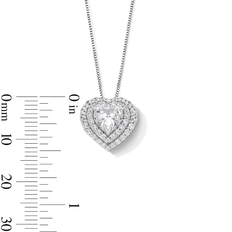 Main Image 3 of 1-1/2 CT. T.W. Certified Lab-Created Diamond Double Frame Heart Pendant in Sterling Silver (F/SI2)