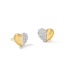 Thumbnail Image 1 of 1/3 CT. T.W. Diamond Half-and-Half Heart Stud Earrings in Sterling Silver with 10K Gold Plate