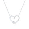 Thumbnail Image 1 of 1/10 CT. T.W. Multi-Diamond Heart-on-Heart Necklace in Sterling Silver - 17”