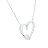 Thumbnail Image 2 of 1/10 CT. T.W. Multi-Diamond Heart-on-Heart Necklace in Sterling Silver - 17”