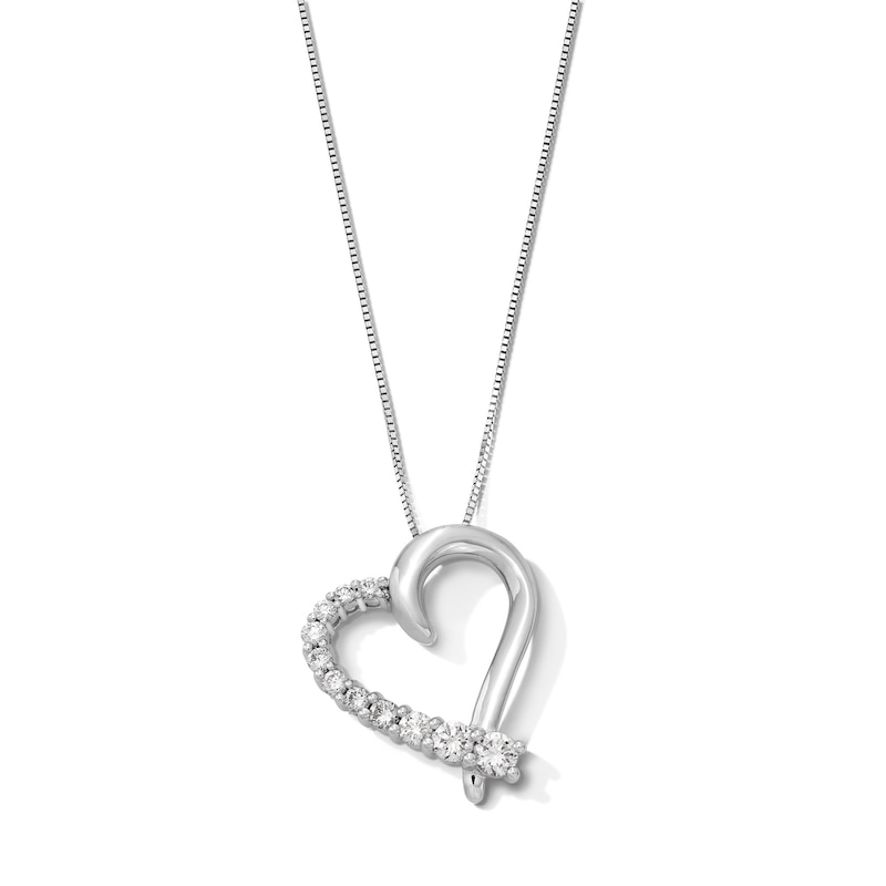 Main Image 1 of 1/2 CT. T.W. Certified Lab-Created Diamond Tilted Crossover Heart Pendant in Sterling Silver (I/SI2)