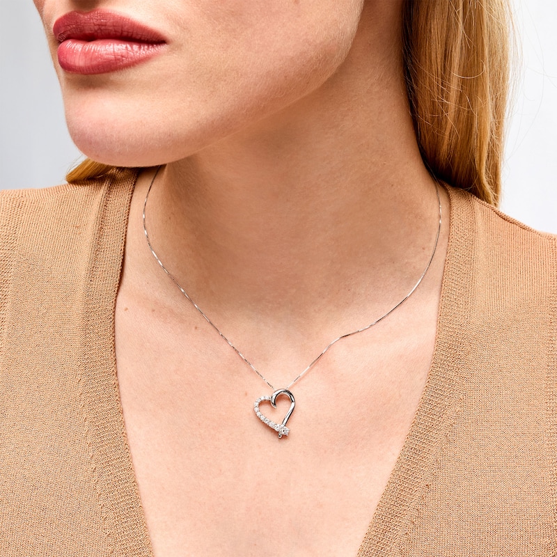 Main Image 2 of 1/2 CT. T.W. Certified Lab-Created Diamond Tilted Crossover Heart Pendant in Sterling Silver (I/SI2)