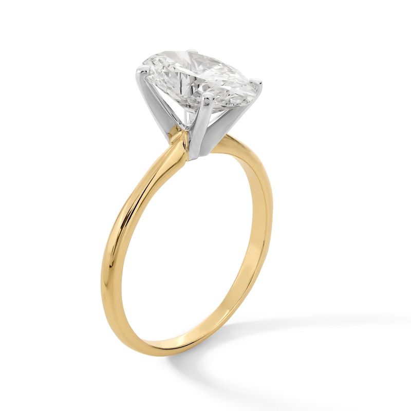 Main Image 3 of 2 CT. Oval Certified Lab-Created Diamond Solitaire Engagement Ring in 14K Two-Tone Gold (F/VS2)