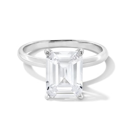 3 CT. Emerald-Cut Certified Lab-Created Diamond Solitaire Engagement Ring in 14K White Gold (F/VS2)