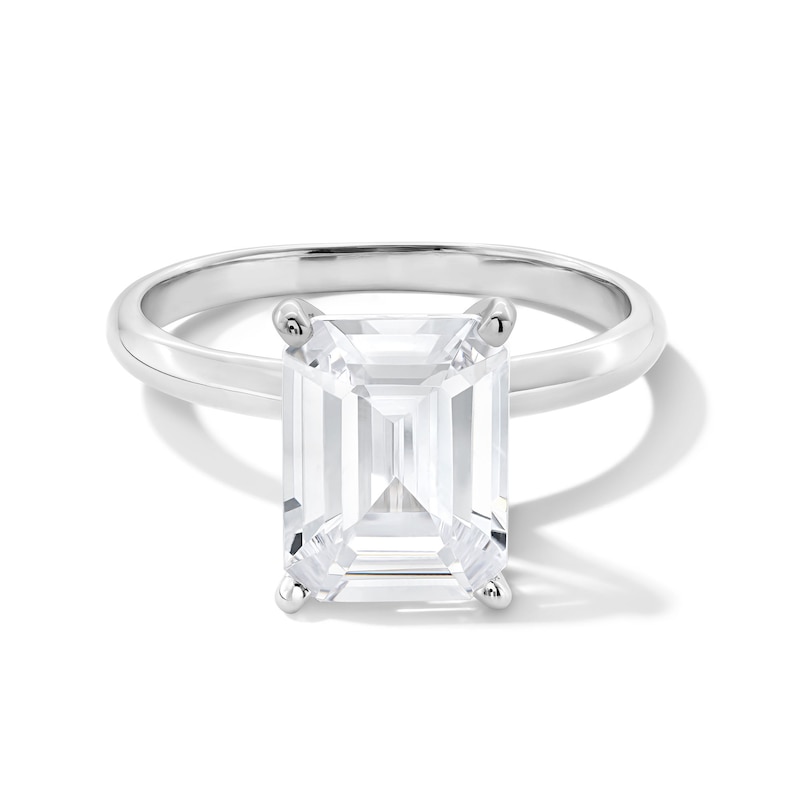 Main Image 1 of 3 CT. Emerald-Cut Certified Lab-Created Diamond Solitaire Engagement Ring in 14K White Gold (F/VS2)