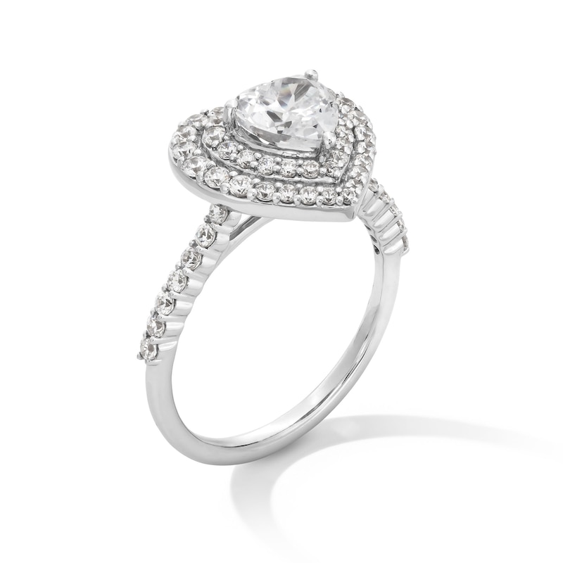 Main Image 3 of 1-3/4 CT. T.W. Certified Lab-Created Diamond Double Frame Heart Ring in Sterling Silver (F/SI2)