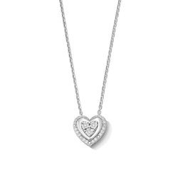 1/10 CT. T.W. Multi-Diamond Double Frame Heart Pendant in Sterling Silver