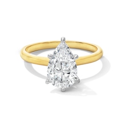 2 CT. Pear-Shaped Certified Lab-Created Diamond Solitaire Engagement Ring in 14K Two-Tone Gold (F/VS2)