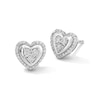 Thumbnail Image 1 of 1/10 CT. T.W. Multi-Diamond Double Frame Heart Stud Earrings in Sterling Silver