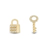 Thumbnail Image 1 of 1/15 CT. T.W. Diamond Lock and Key Mismatch Stud Earrings in 10K Gold