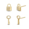 Thumbnail Image 2 of 1/15 CT. T.W. Diamond Lock and Key Mismatch Stud Earrings in 10K Gold