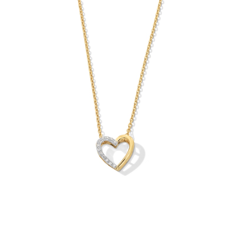 Main Image 1 of Diamond Accent Open Heart Pendant in Sterling Silver with 14K Gold Plate