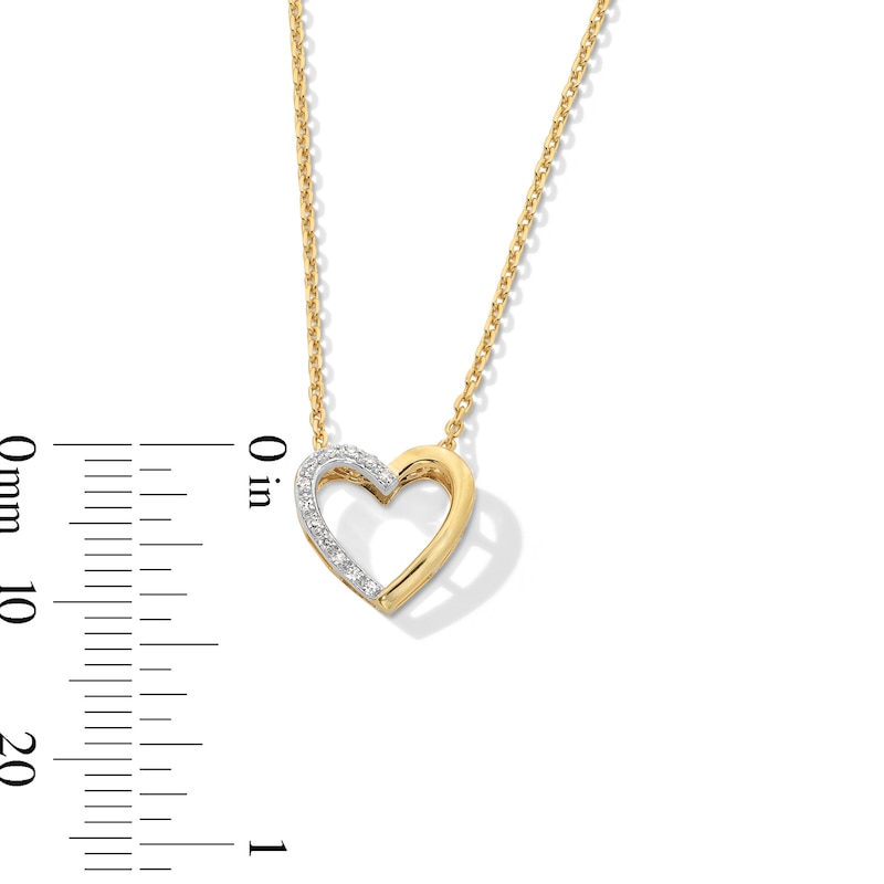 Main Image 4 of Diamond Accent Open Heart Pendant in Sterling Silver with 14K Gold Plate