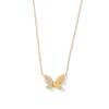 Thumbnail Image 1 of 1/10 CT. T.W. Diamond Butterfly Necklace in 10K Gold - 17”