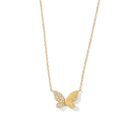 1/10 CT. T.W. Diamond Butterfly Necklace in 10K Gold - 17”