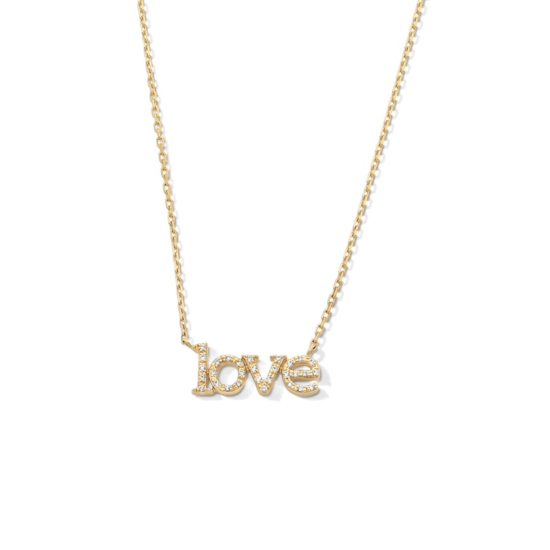 Main Image 1 of 1/10 CT. T.W. Diamond “love” Necklace in 10K Gold - 17”