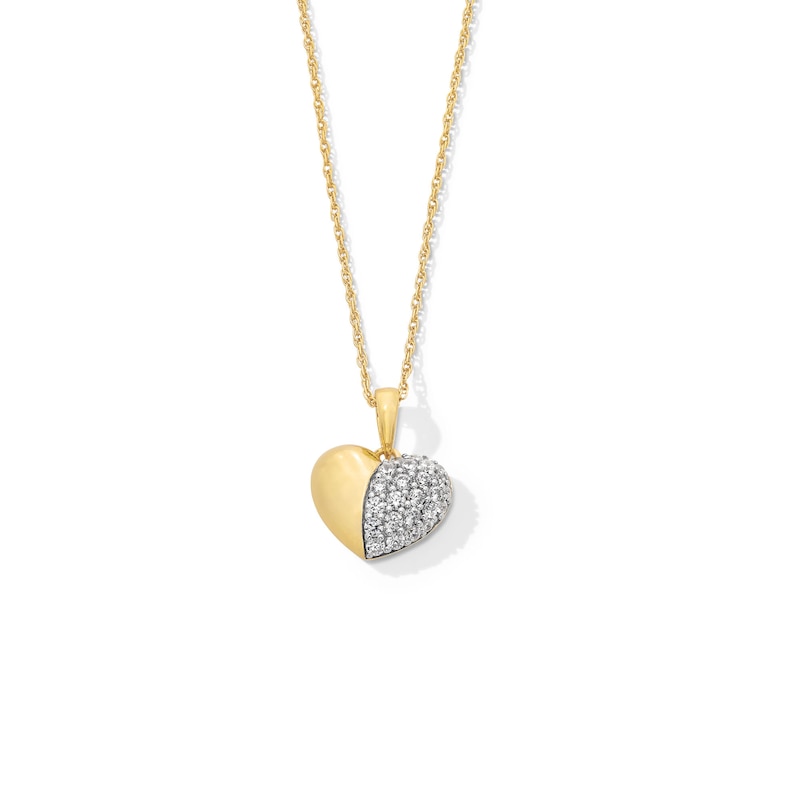 Main Image 1 of 1/3 CT. T.W. Diamond Half-and-Half Heart Pendant in Sterling Silver with 10K Gold Plate