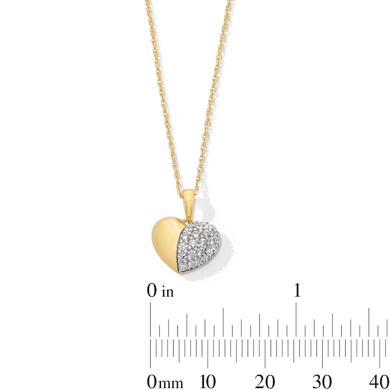 Main Image 3 of 1/3 CT. T.W. Diamond Half-and-Half Heart Pendant in Sterling Silver with 10K Gold Plate