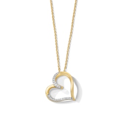 1/10 CT. T.W. Diamond Tilted Heart Pendant in 10K Gold