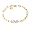 Thumbnail Image 1 of 1/4 CT. T.W. Diamond “LOVE” Paper Clip Chain Bracelet in Sterling Silver with 10K Gold Plate - 7.5&quot;