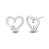 Thumbnail Image 1 of 1/10 CT. T.W. Multi-Diamond Heart-on-Heart Stud Earrings in Sterling Silver