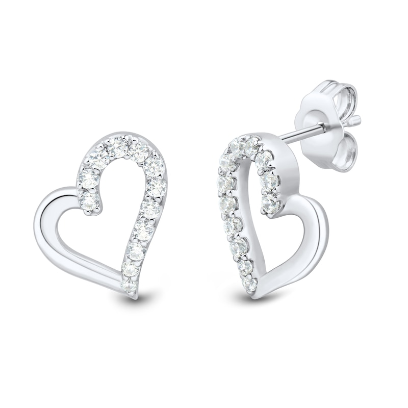 Main Image 3 of 3/8 CT. T.W. Certified Lab-Created Diamond Tilted Heart Pendant and Stud Earrings Set in Sterling Silver (I/SI2)