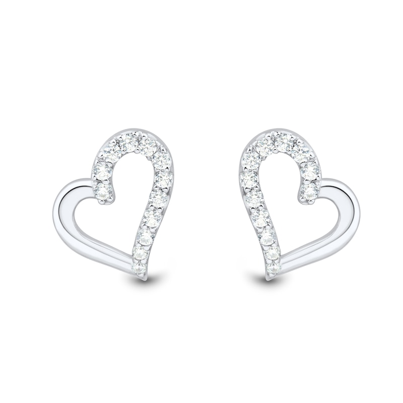 Main Image 4 of 3/8 CT. T.W. Certified Lab-Created Diamond Tilted Heart Pendant and Stud Earrings Set in Sterling Silver (I/SI2)