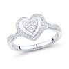 Thumbnail Image 1 of 1/10 CT. T.W. Multi-Diamond Frame Crossover Shank Heart Ring in Sterling Silver